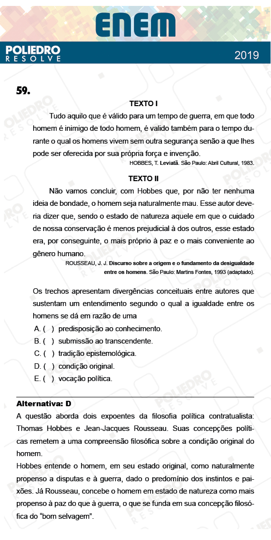 Questão 59 - 1º Dia - Prova BRANCA - ENEM 2018