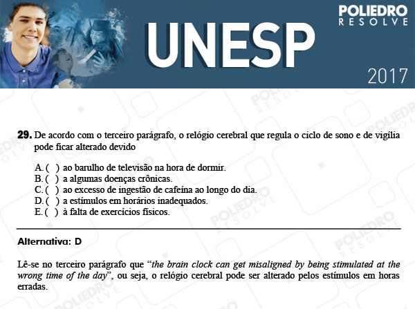 Questão 29 - 1ª Fase - UNESP 2017