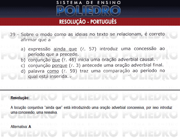 Questão 39 - Física e Português - AFA 2010