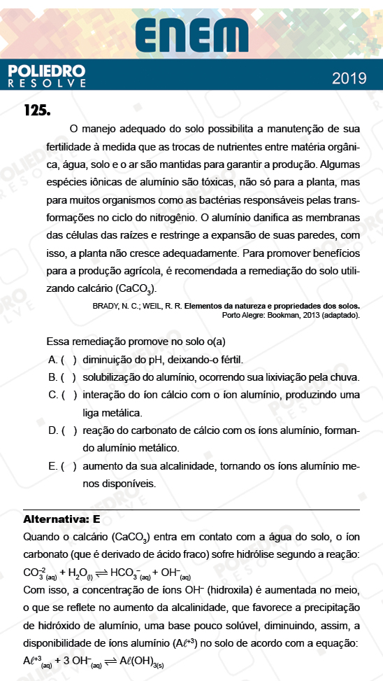 Questão 125 - 2º Dia - Prova CINZA - ENEM 2018