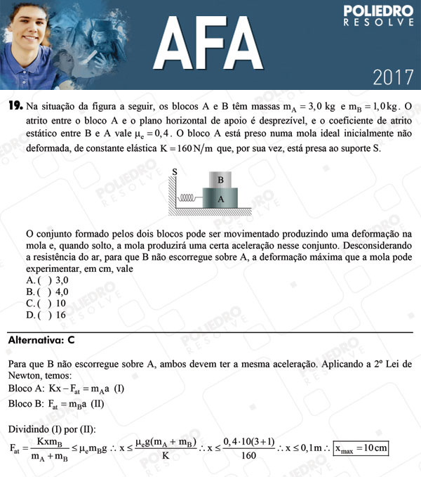 Questão 19 - Prova Modelo B - AFA 2017