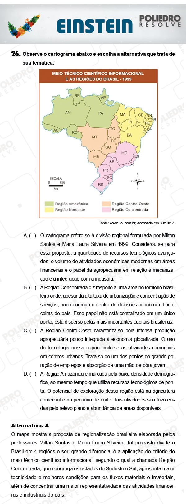 Questão 26 - 1ª FASE - EINSTEIN 2018