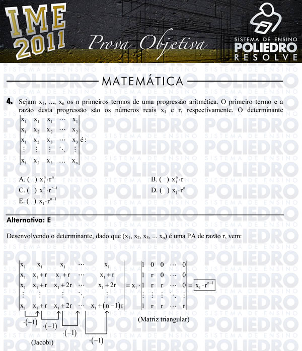 Questão 4 - Objetiva - IME 2011