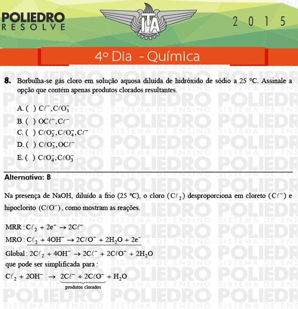 Questão 8 - Química - ITA 2015