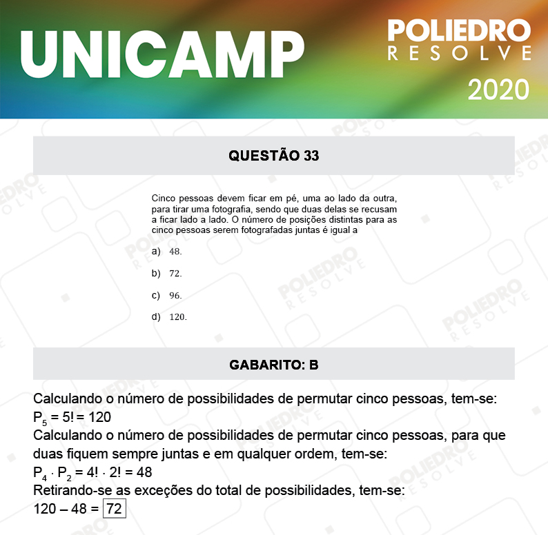 Questão 33 - 1ª Fase - Prova Q e X - UNICAMP 2020