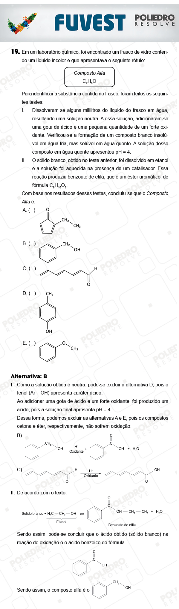 Questão 19 - 1ª Fase - PROVA V - FUVEST 2018