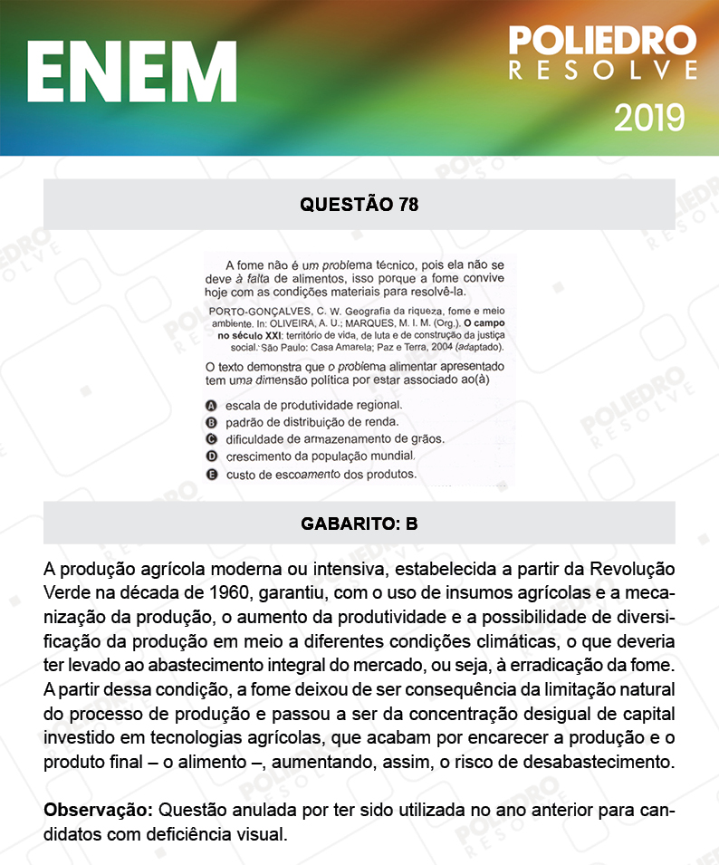 Questão 78 - 1º DIA - PROVA AMARELA - ENEM 2019