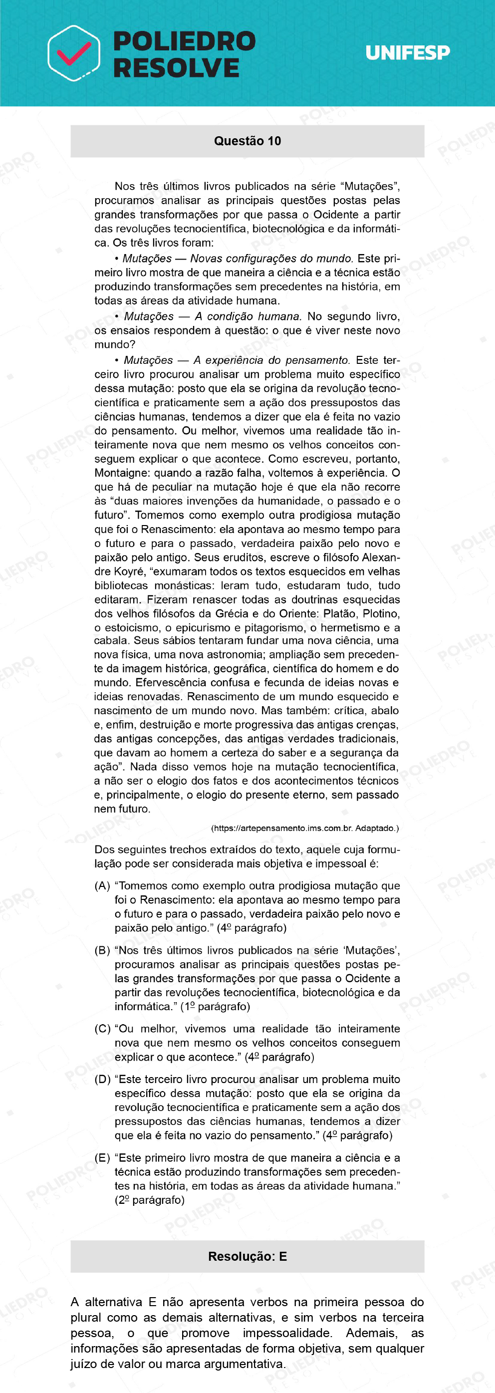 Questão 10 - 1º Dia - 20/01/22 - UNIFESP 2022