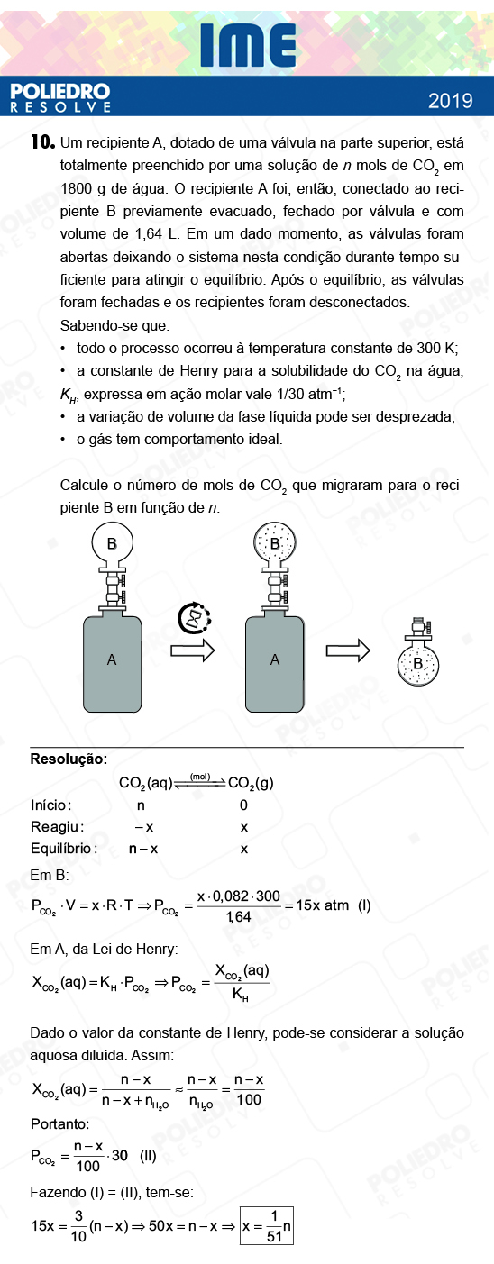 Dissertação 10 - 2ª Fase - Química - IME 2019