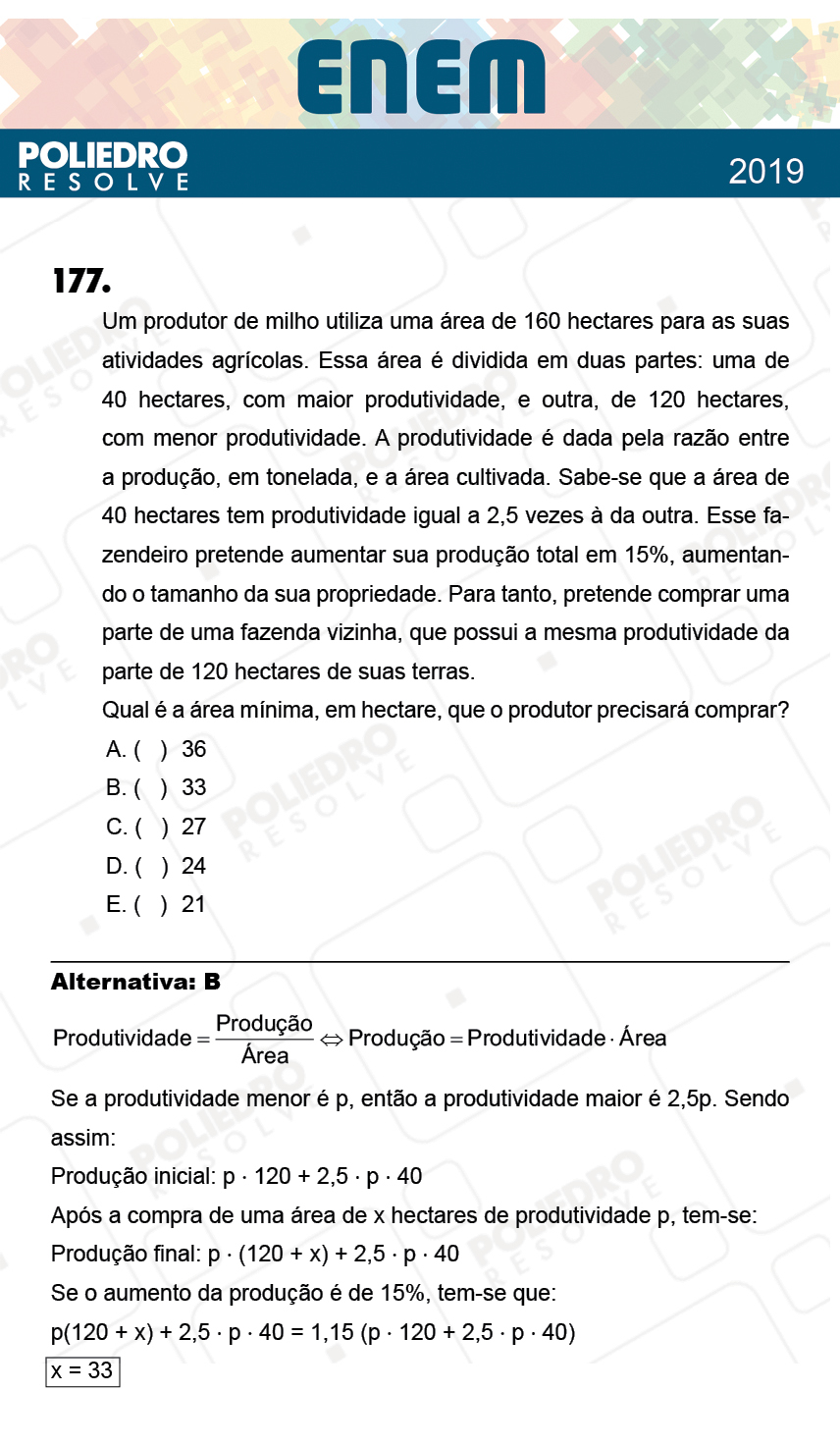 Questão 177 - 2º Dia - Prova CINZA - ENEM 2018