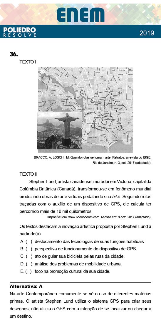 Questão 36 - 1º Dia - Prova BRANCA - ENEM 2018