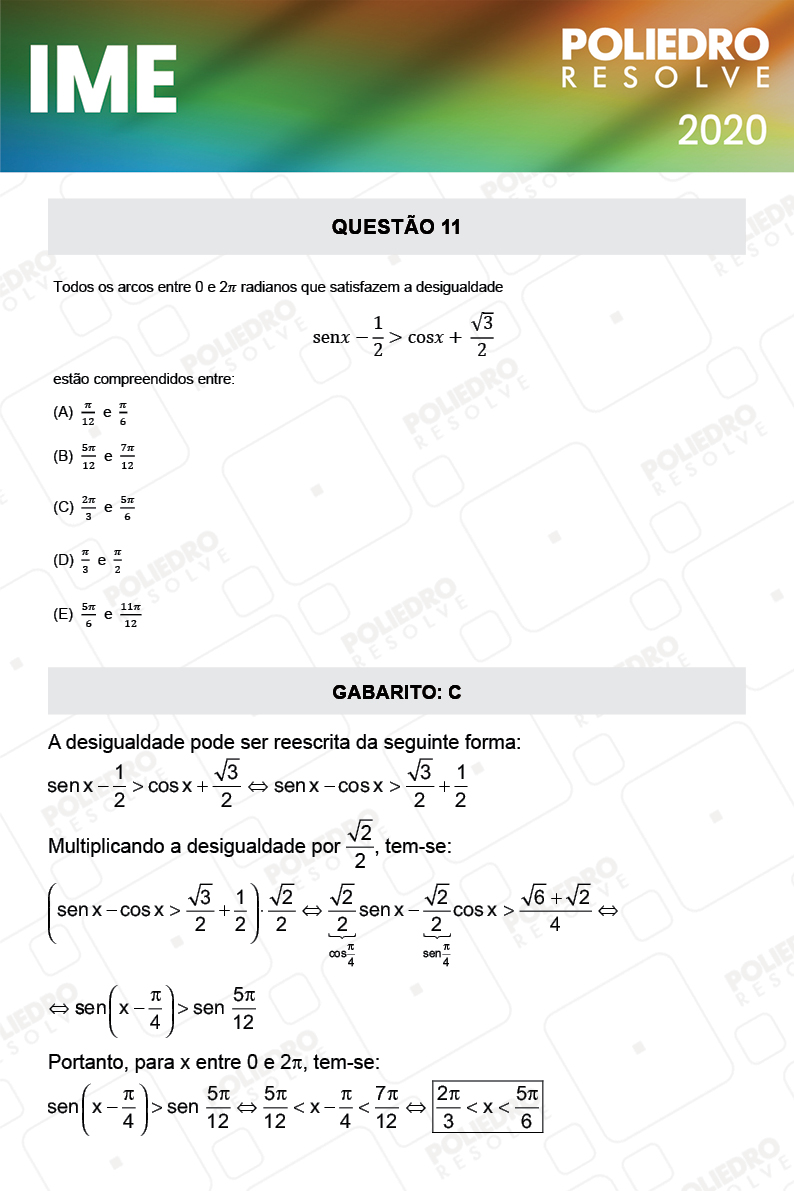 Questão 11 - 1ª Fase - IME 2020