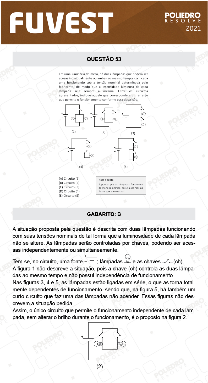 Questão 53 - 1ª Fase - FUVEST 2021