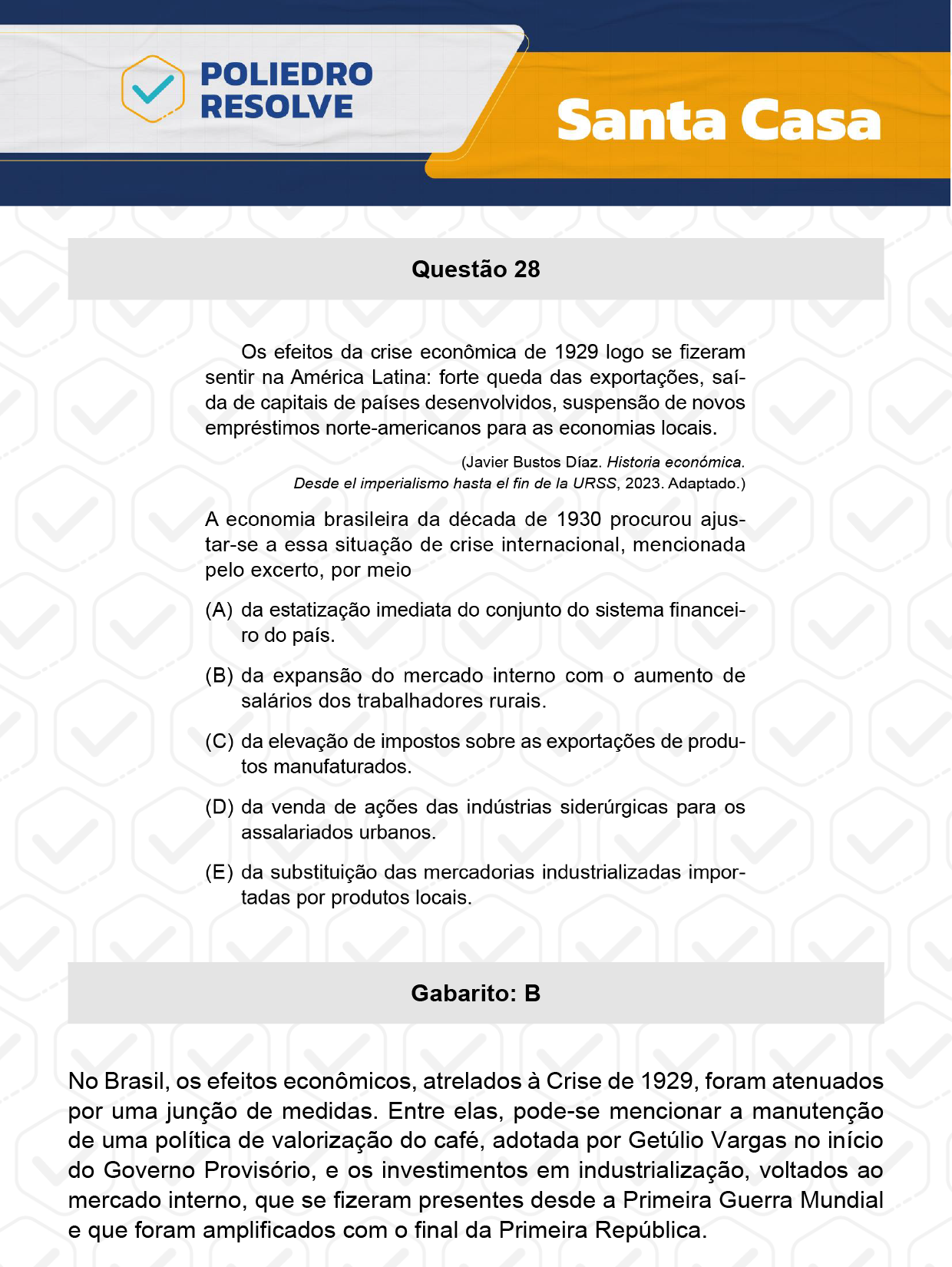 Questão 28 - 1º Dia - SANTA CASA 2024