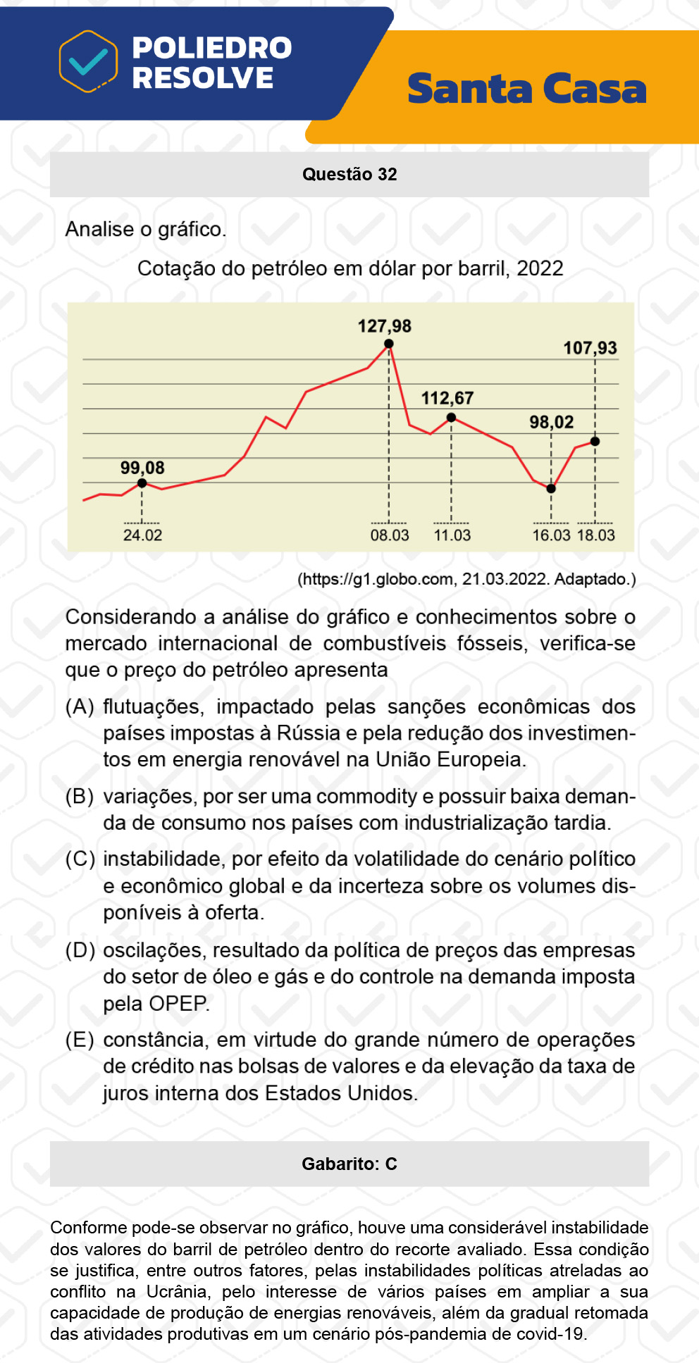 Questão 32 - 1º Dia - SANTA CASA 2023