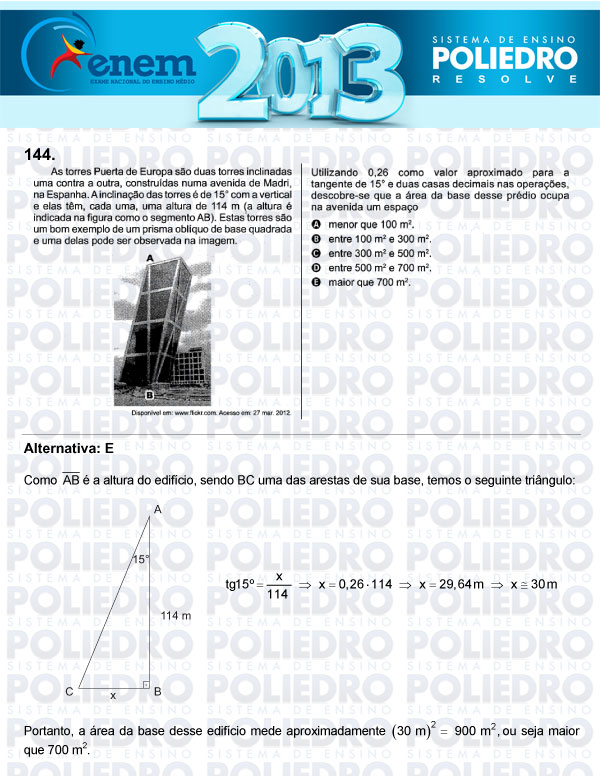 Questão 144 - Domingo (Prova Cinza) - ENEM 2013