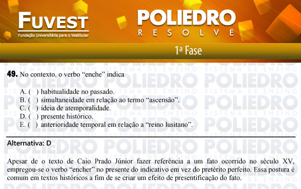 Questão 49 - 1ª Fase - FUVEST 2012