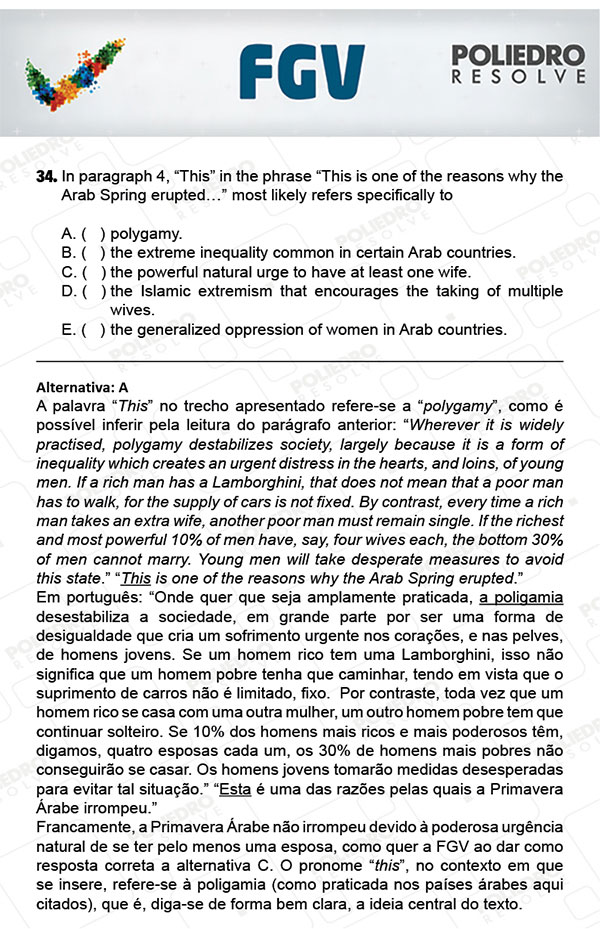 Questão 34 - Objetivas - FGV 2018