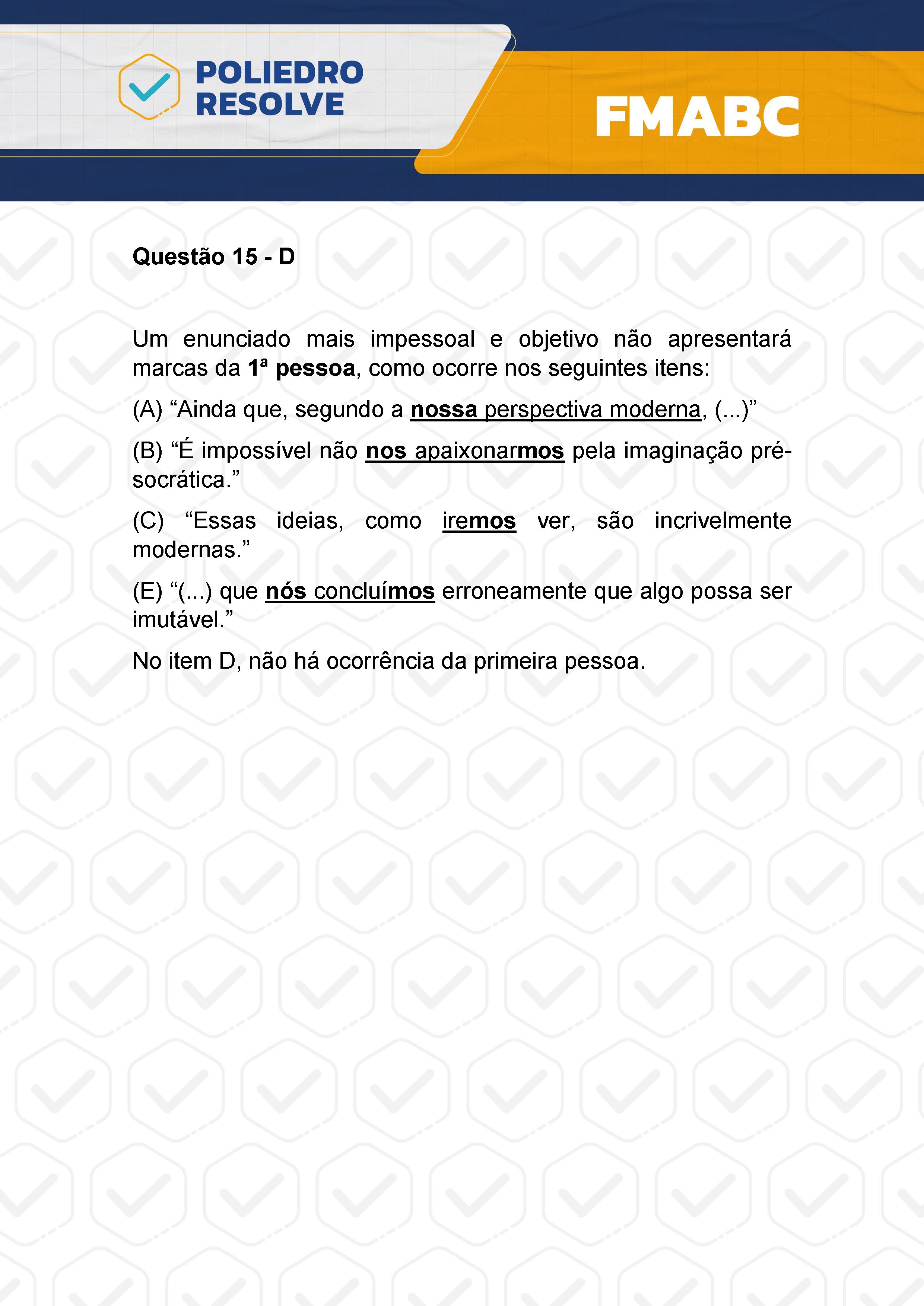 Questão 15 - Fase única - FMABC 2024