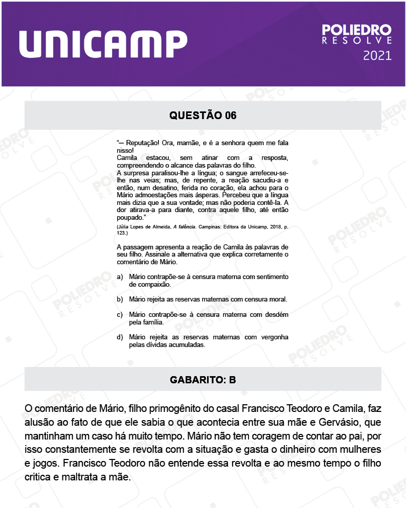 Questão 6 - 1ª Fase - 2º Dia - Q e Z - UNICAMP 2021