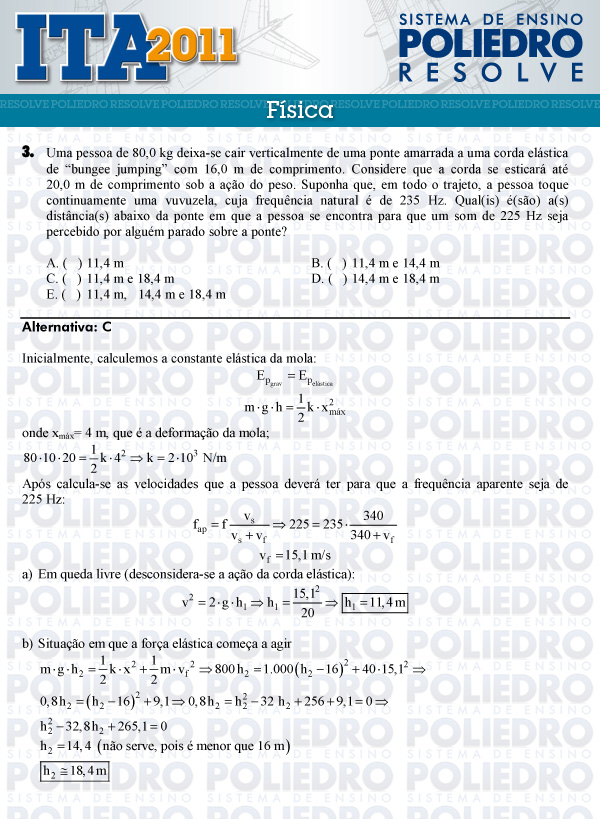 Questão 3 - Física - ITA 2011