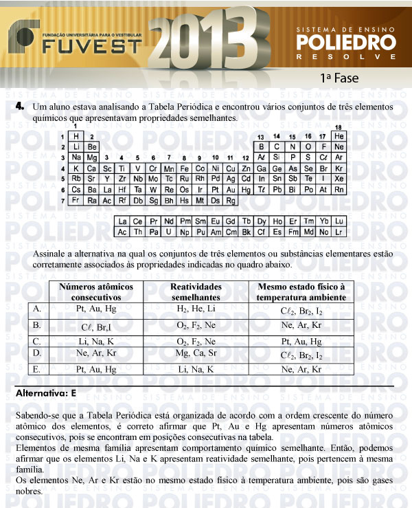 Questão 4 - 1ª Fase - FUVEST 2013