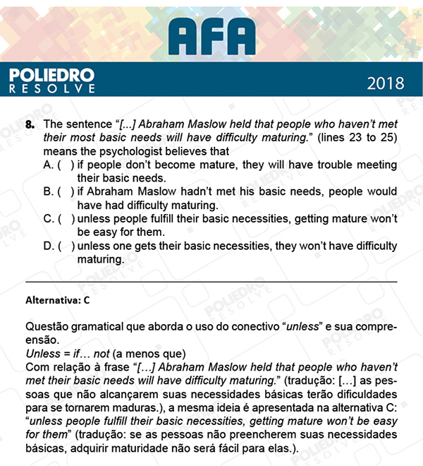 Questão 8 - Prova Modelo B - AFA 2019