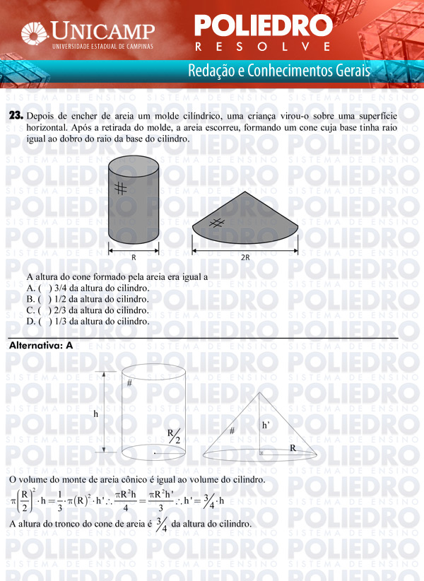 Questão 23 - 1ª Fase Versão Q-Z - UNICAMP 2011