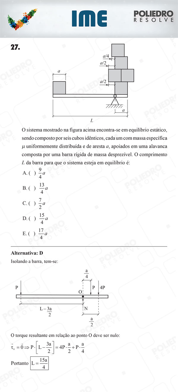 Questão 27 - 1ª Fase - IME 2018