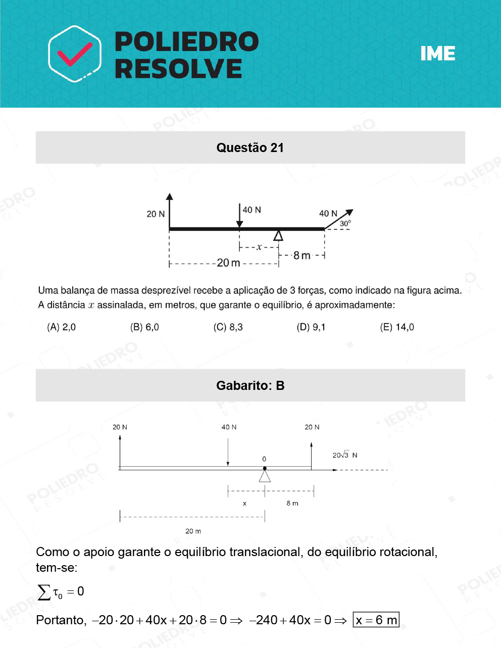 Questão 21 - 1ª Fase - IME 2023