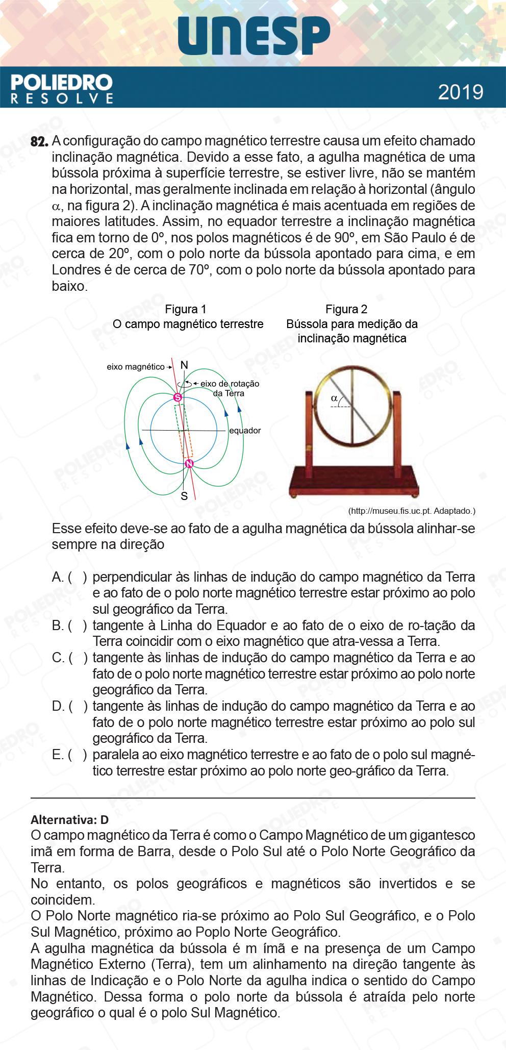 Questão 82 - 1ª Fase - UNESP 2019