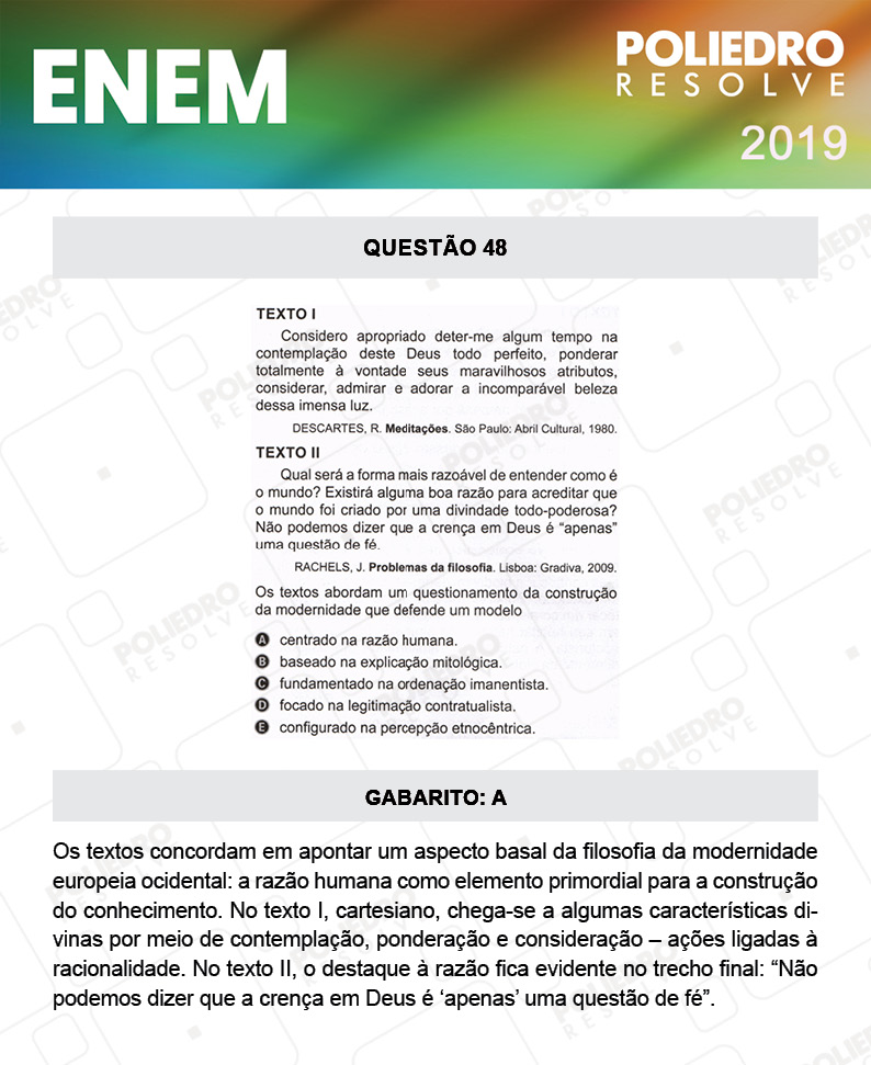 Questão 48 - 1º DIA - PROVA BRANCA - ENEM 2019