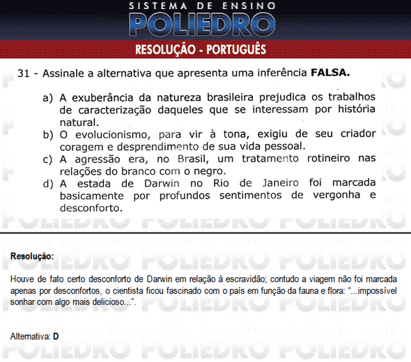 Questão 31 - Física e Português - AFA 2010