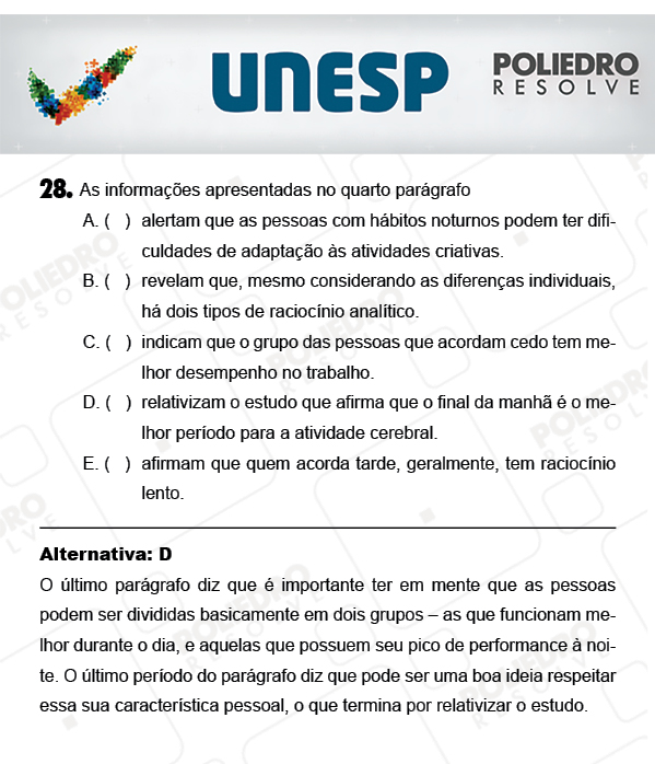 Questão 28 - 1ª Fase - PROVA 4 - UNESP 2018