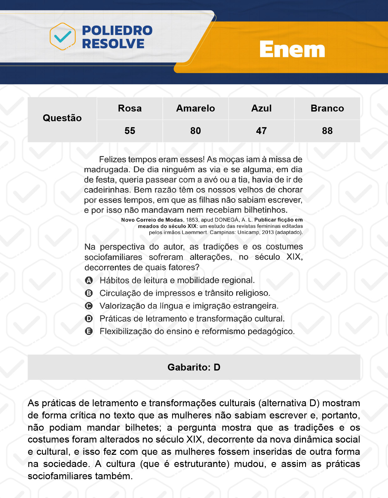 Questão 88 - Dia 1 - Prova Branca - Enem 2023