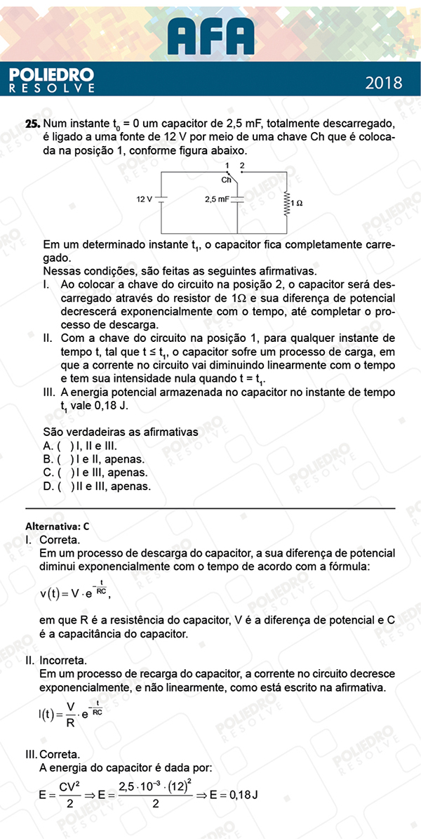 Questão 25 - Prova Modelo B - AFA 2019