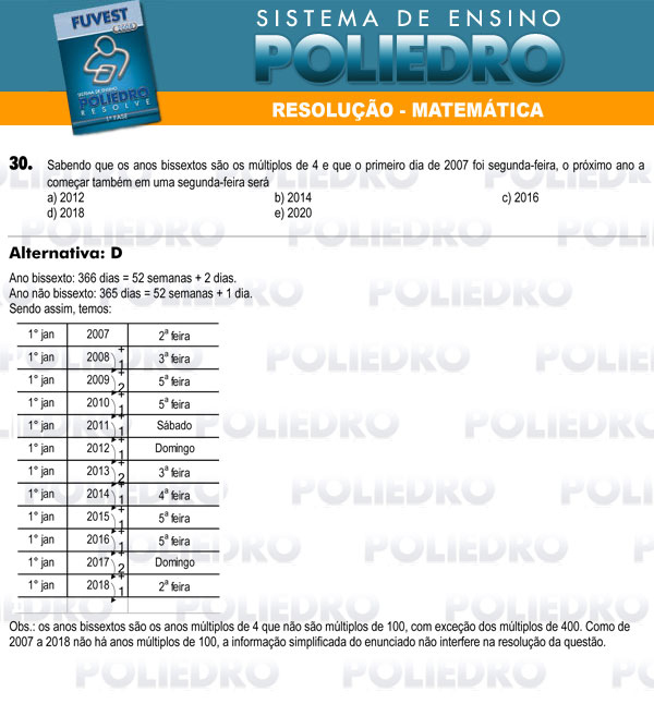 Questão 30 - 1ª Fase - FUVEST 2008