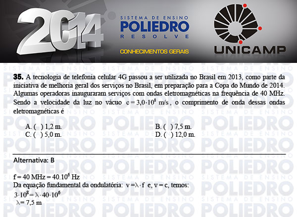 Questão 35 - 1ª Fase - UNICAMP 2014