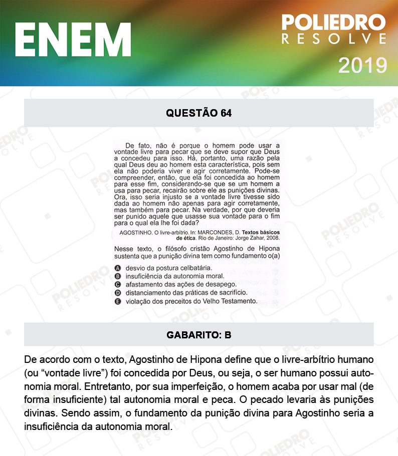 Questão 64 - 1º DIA - PROVA AMARELA - ENEM 2019