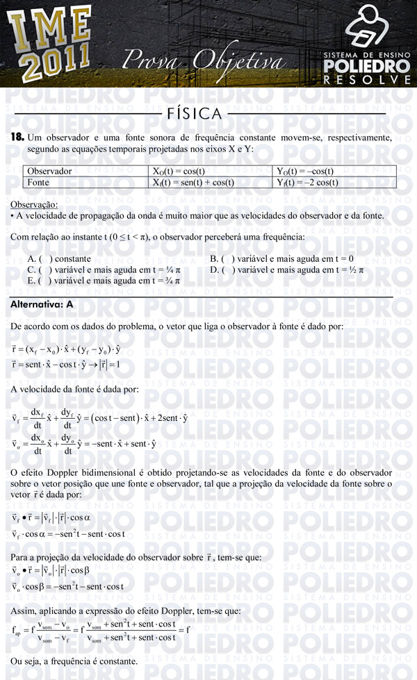 Questão 18 - Objetiva - IME 2011