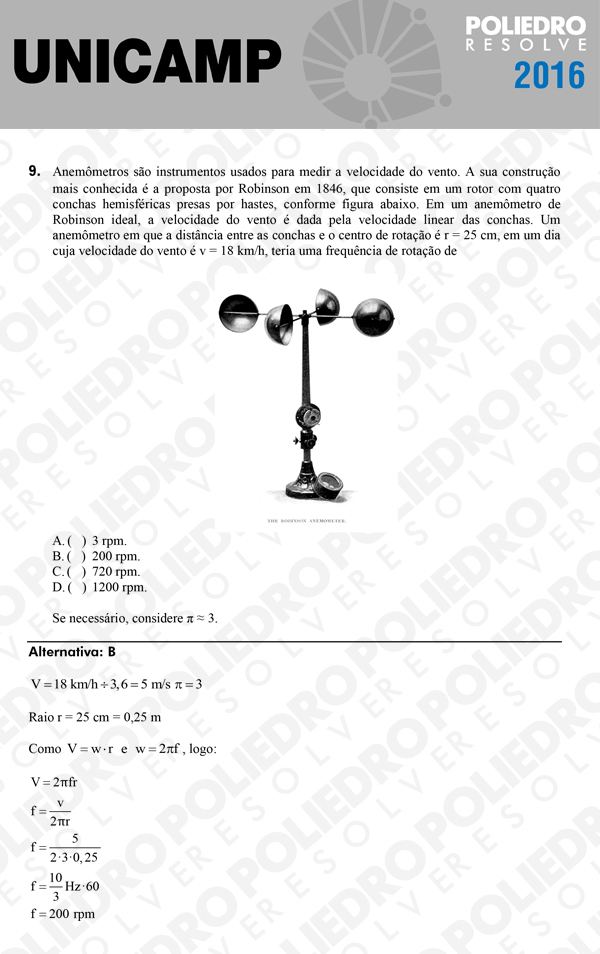 Questão 9 - 1ª Fase - UNICAMP 2016