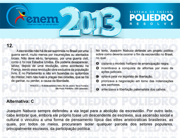 Questão 12 - Sábado (Prova Amarela) - ENEM 2013