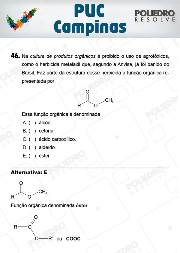 Questão 46 - 1ª Fase - Prova Verde - PUC-Campinas 2018