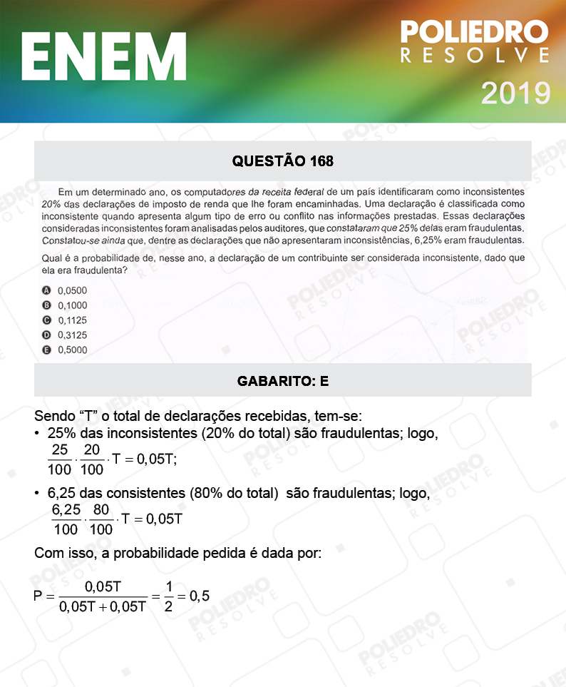 Questão 168 - 2º DIA - PROVA ROSA - ENEM 2019