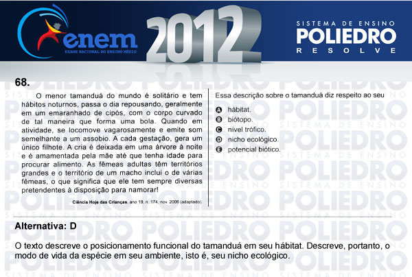 Questão 68 - Sábado (Prova azul) - ENEM 2012