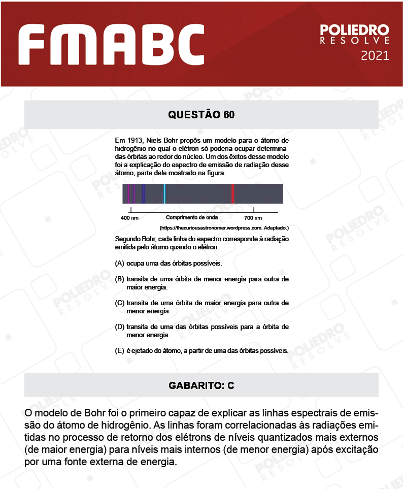 Questão 60 - Fase única - FMABC 2021