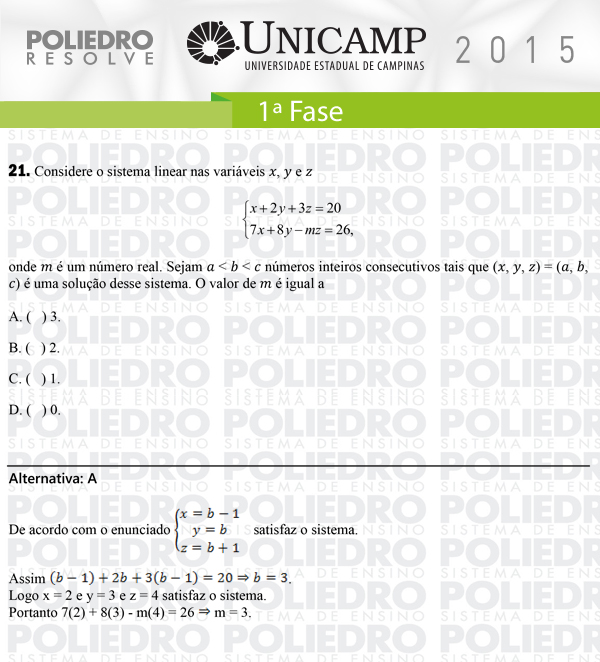 Questão 21 - 1ª Fase - UNICAMP 2015