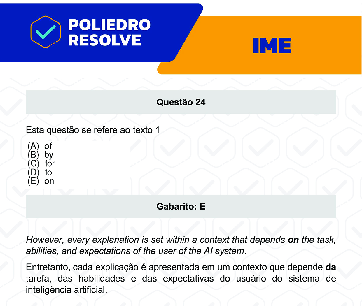 Questão 24 - 2ª Fase - Português/Inglês - IME 2023