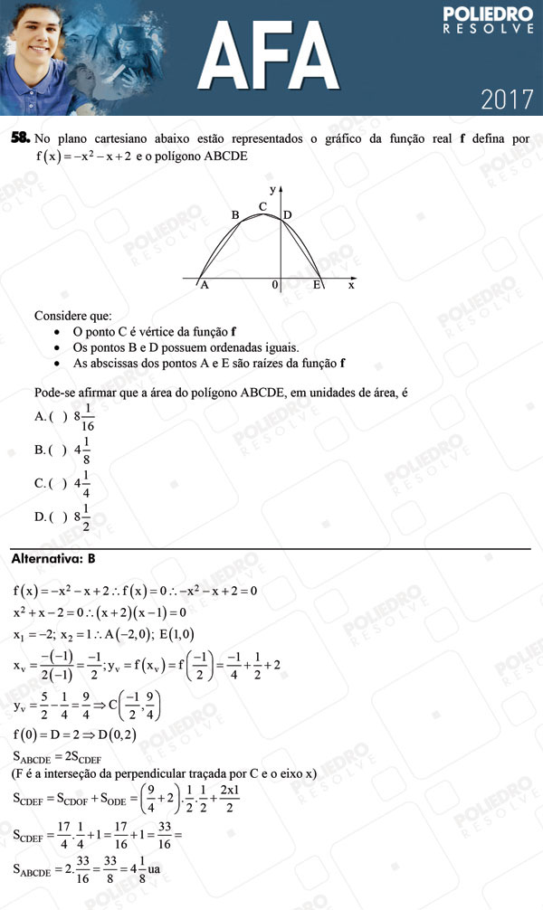 Questão 58 - Prova Modelo B - AFA 2017