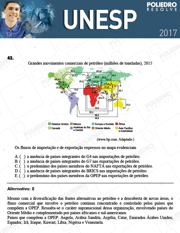 Questão 43 - 1ª Fase - UNESP 2017